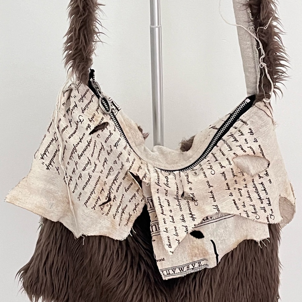 Vintage Western Maillard Patchwork Fuzzy Crossbody Bag